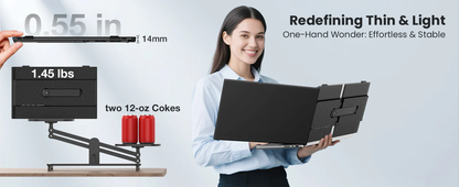 14" Ultra-thin SingleMonitor Portable FHD Laptop Screen Extender, Dual Display for Windows & Mac