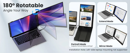 14" Ultra-thin SingleMonitor Portable FHD Laptop Screen Extender, Dual Display for Windows & Mac