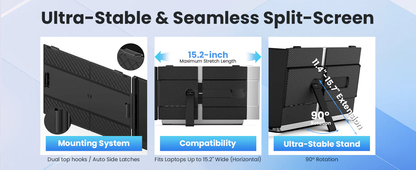 14" Ultra-thin SingleMonitor Portable FHD Laptop Screen Extender, Dual Display for Windows & Mac