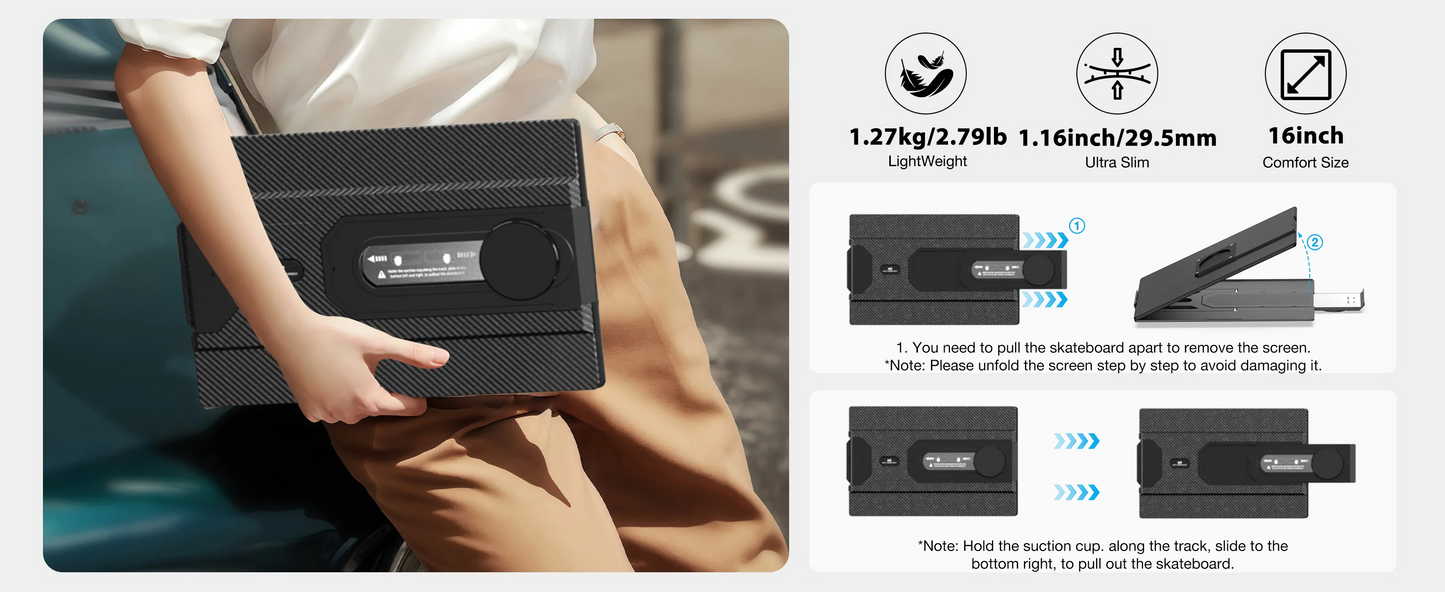 16" FHD SingleMonitor 1200P Plug & Play Enhanced Productivity Dual Screen Portable Monitor for Windows/Mac/Android