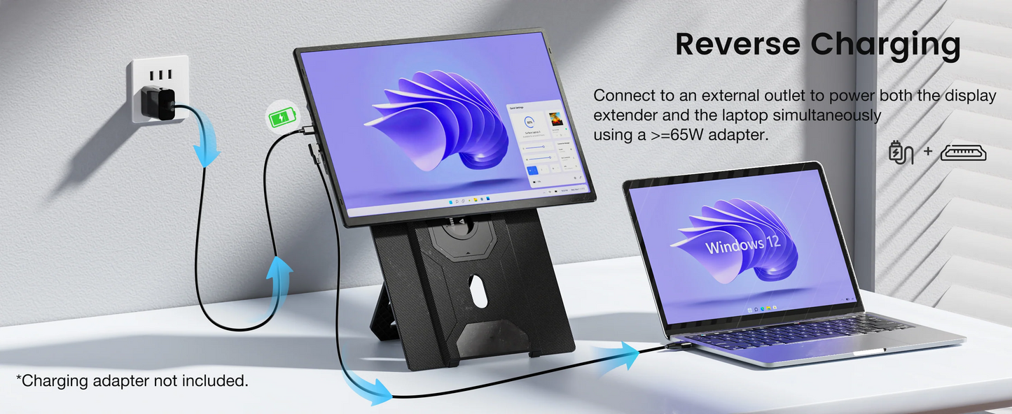 16" FHD SingleMonitor 1200P Plug & Play Enhanced Productivity Dual Screen Portable Monitor for Windows/Mac/Android
