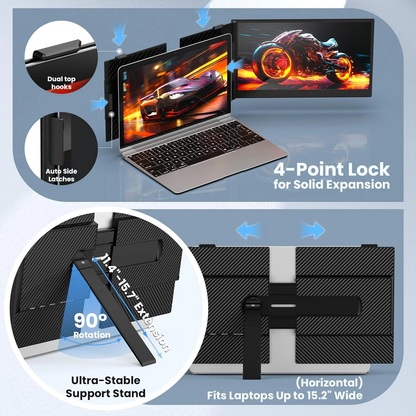 14" Ultra-thin SingleMonitor Portable FHD Laptop Screen Extender, Dual Display for Windows & Mac