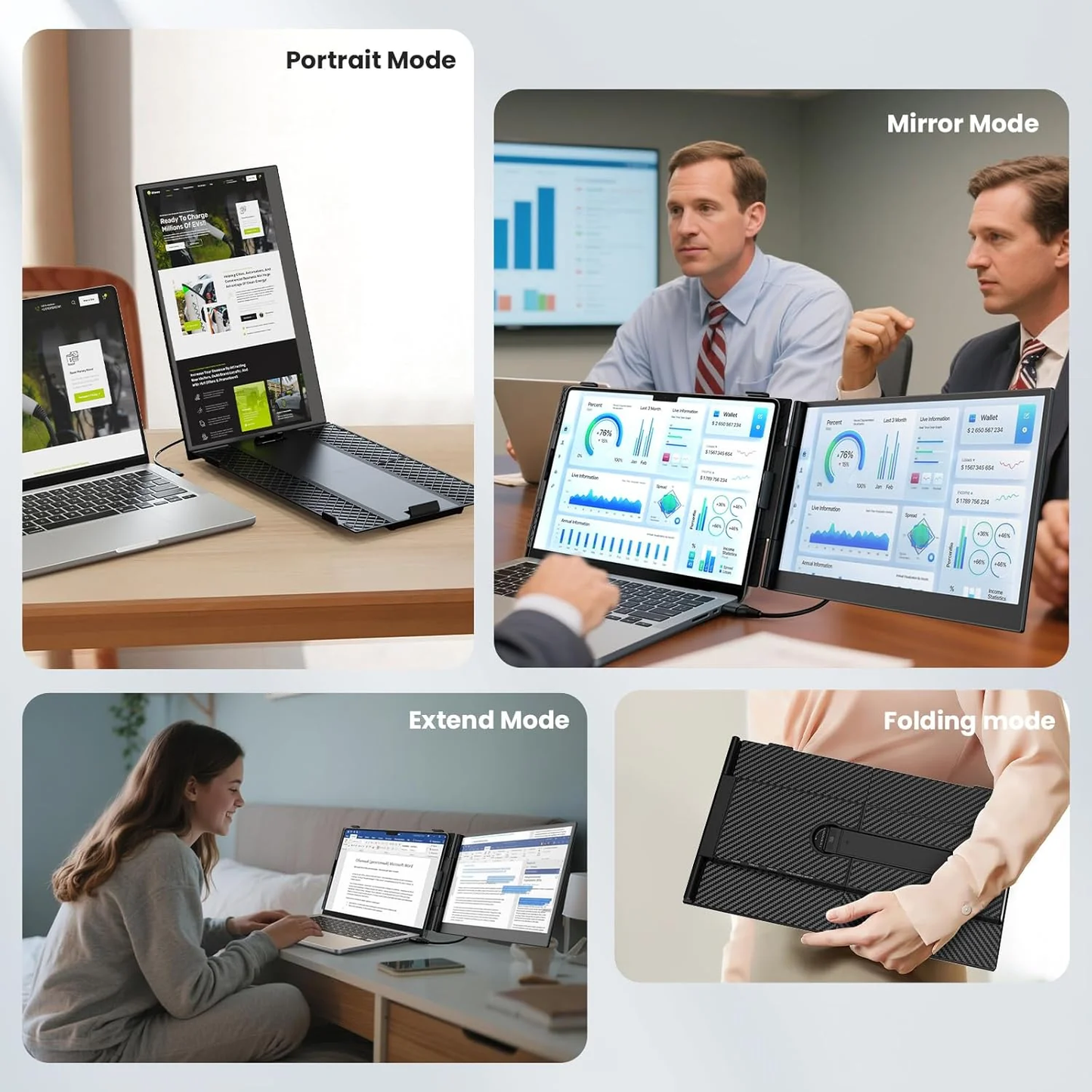 14" Ultra-thin SingleMonitor Portable FHD Laptop Screen Extender, Dual Display for Windows & Mac